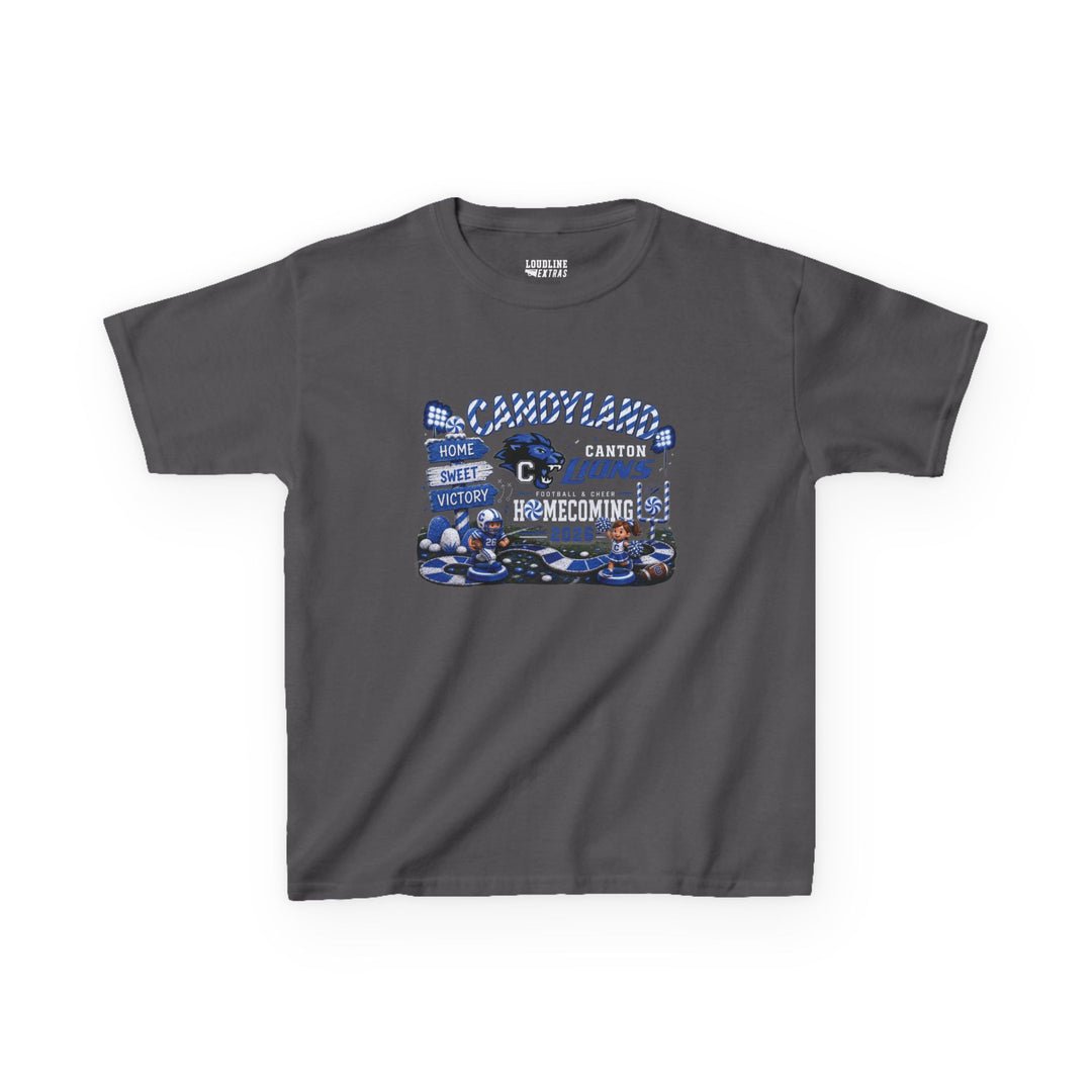 Canton Lions Football &amp; Cheer Gildan Unisex Youth T-Shirt - Homecoming Candyland Design