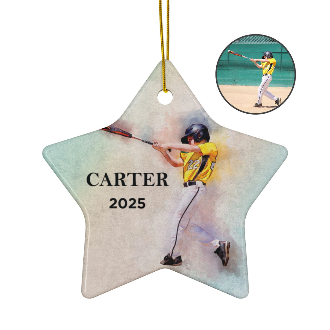 Custom Picture Ceramic Ornament - Watercolor Effect