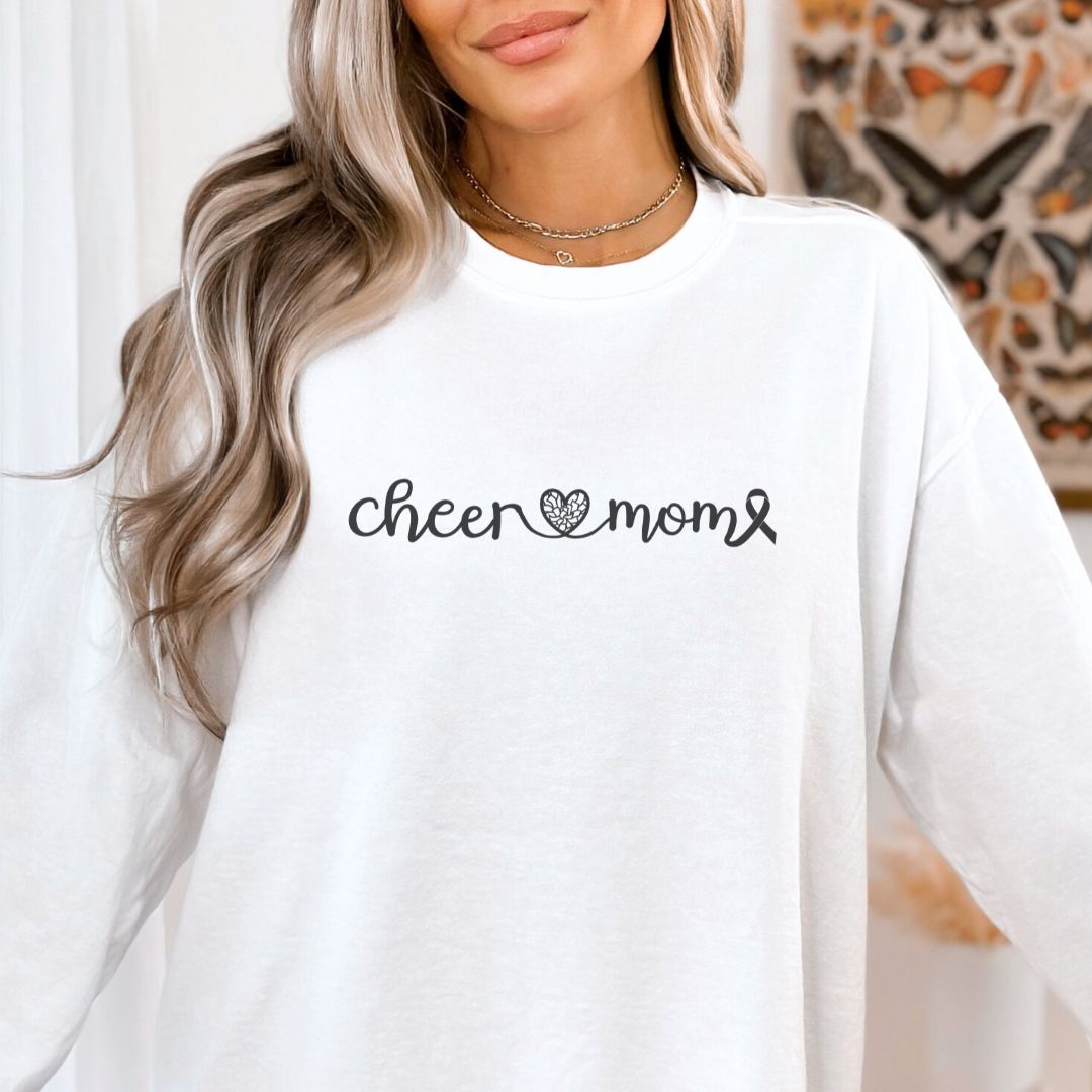 Cancer Collection Pick Your Sport Mom Ribbon &amp; Heart Adult Unisex Premium Crewneck Sweatshirt