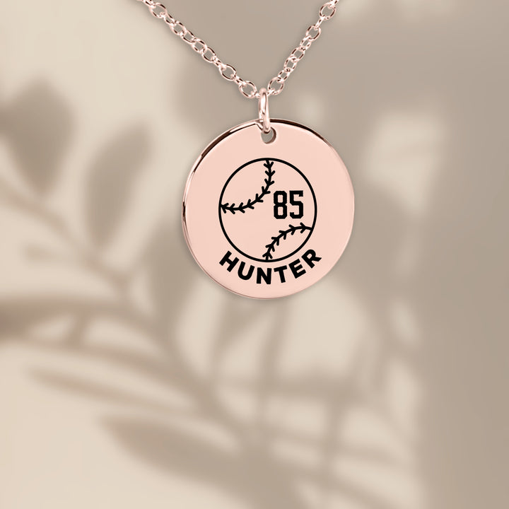 Baseball Custom Name &amp; Number Coin Necklace