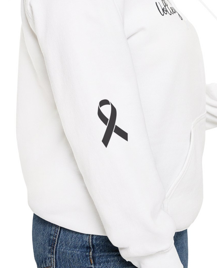 Cancer Collection Pick Your Sport Mom Ribbon &amp; Heart Adult Unisex Hooded Sweatshirt w/Ribbon on Sleeve
