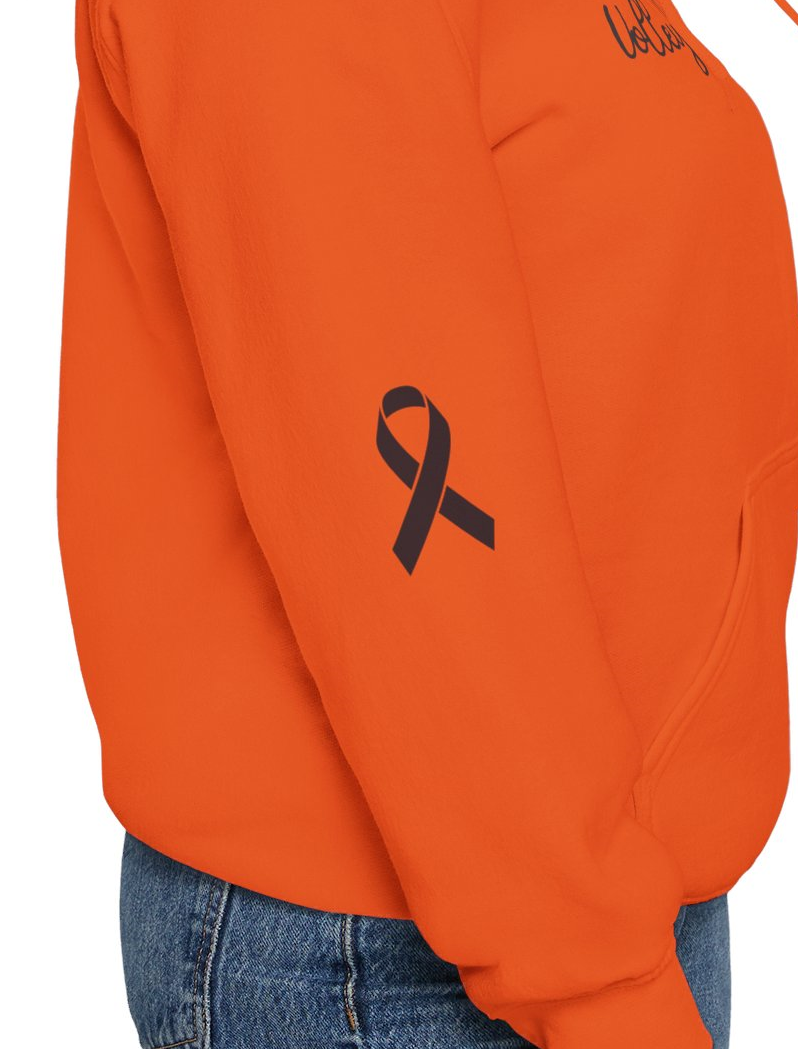 Cancer Collection Pick Your Sport Mom Ribbon &amp; Heart Adult Unisex Hooded Sweatshirt w/Ribbon on Sleeve