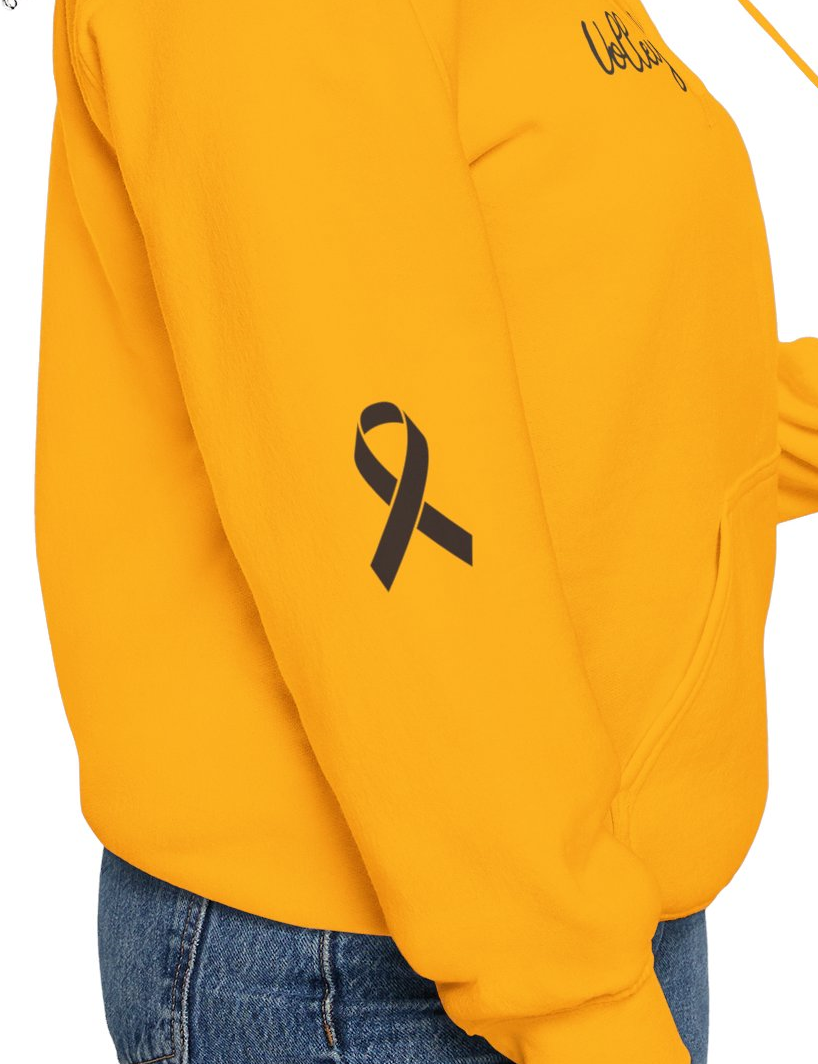 Cancer Collection Pick Your Sport Mom Ribbon &amp; Heart Adult Unisex Hooded Sweatshirt w/Ribbon on Sleeve