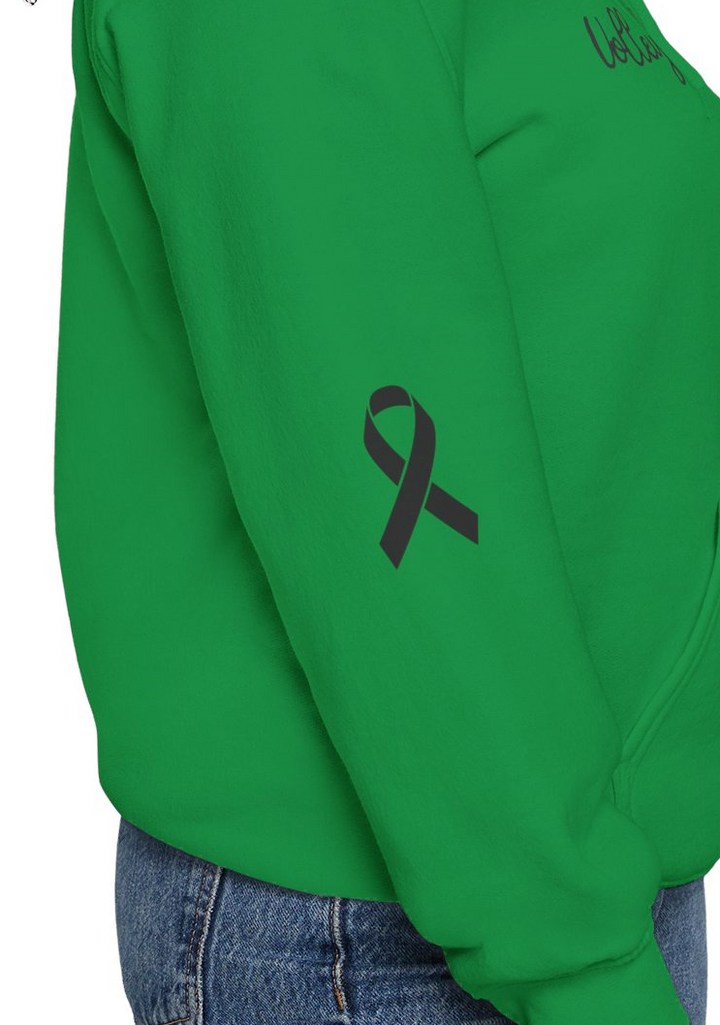 Cancer Collection Pick Your Sport Mom Ribbon &amp; Heart Adult Unisex Hooded Sweatshirt w/Ribbon on Sleeve