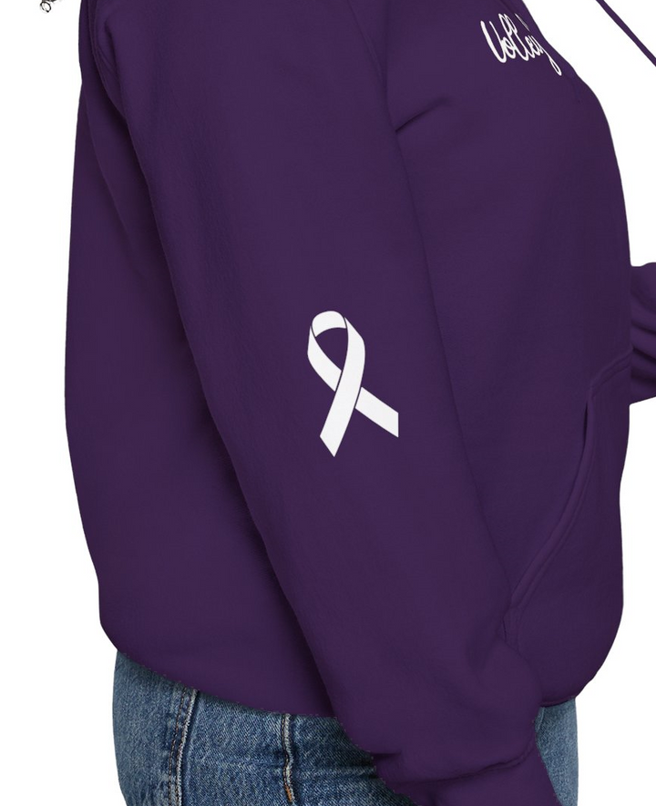 Cancer Collection Pick Your Sport Mom Ribbon &amp; Heart Adult Unisex Hooded Sweatshirt w/Ribbon on Sleeve