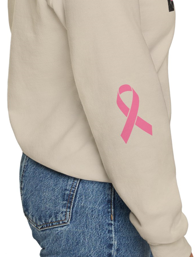 Cancer Ribbon Pick Your Sport Adult Unisex Hooded Sweatshirt w/Ribbon on Sleeve