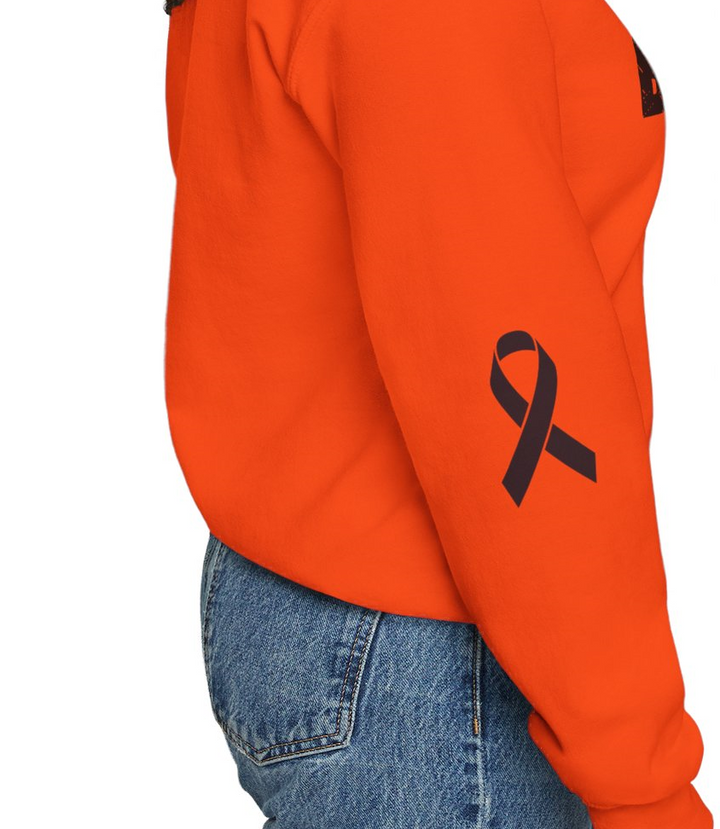 Cancer Ribbon Pick Your Sport Adult Unisex Crewneck Sweatshirt w/Ribbon on Sleeve