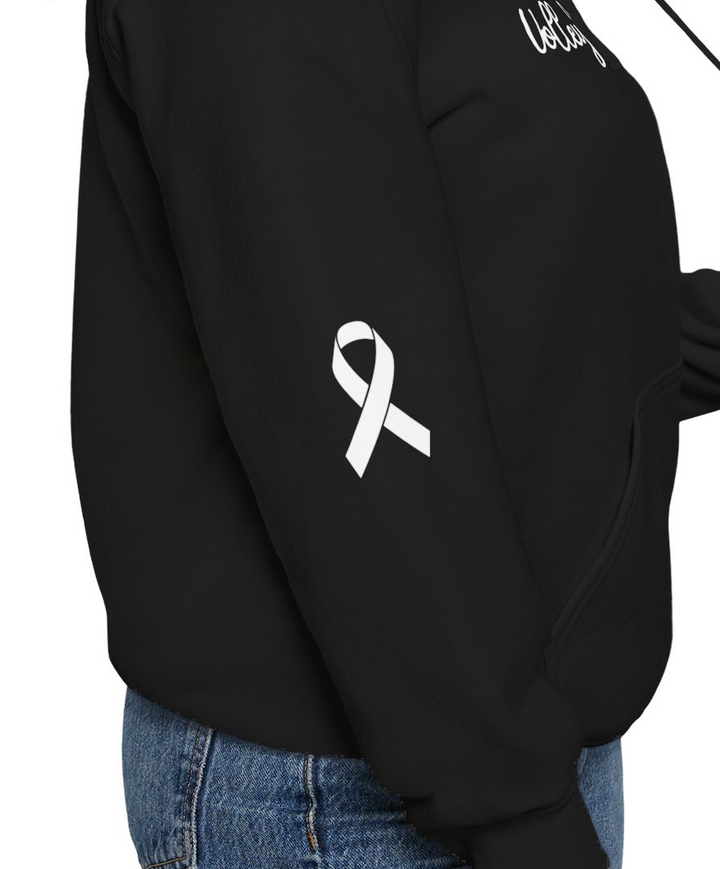 Cancer Collection Pick Your Sport Mom Ribbon &amp; Heart Adult Unisex Hooded Sweatshirt w/Ribbon on Sleeve