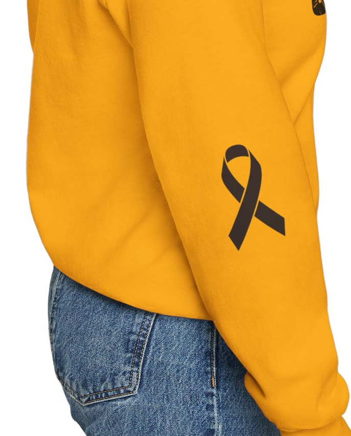 Cancer Ribbon Pick Your Sport Adult Unisex Crewneck Sweatshirt w/Ribbon on Sleeve
