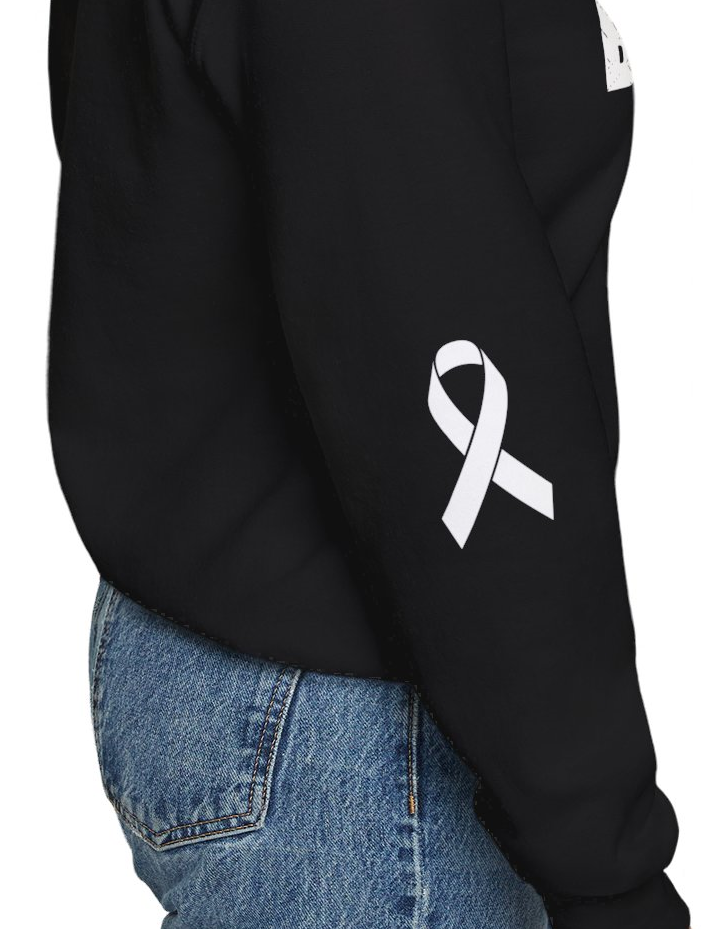 Cancer Collection Pick Your Sport Mom Ribbon &amp; Heart Adult Unisex Crewneck Sweatshirt w/Ribbon on Sleeve