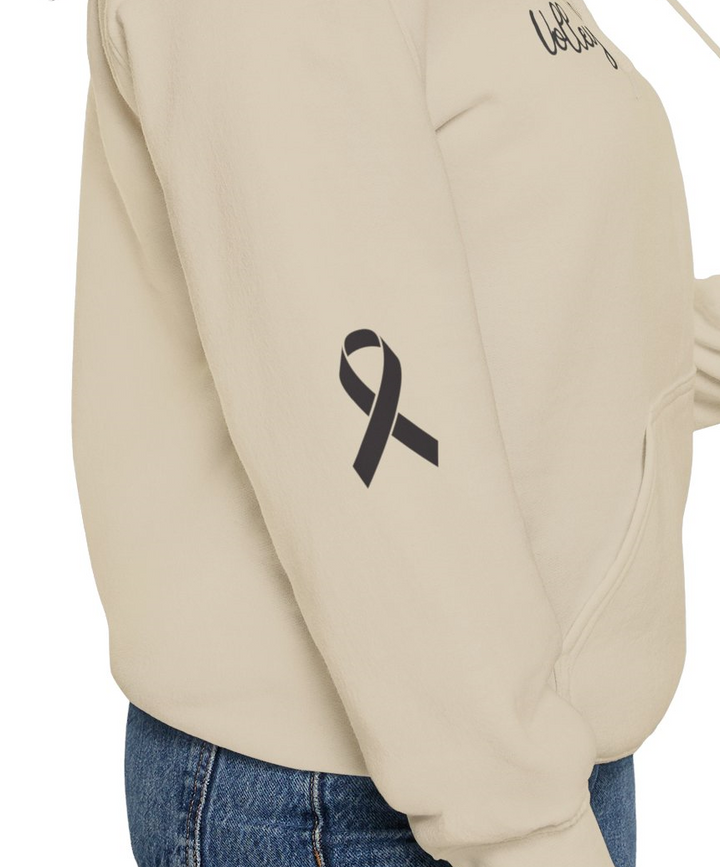 Cancer Collection Pick Your Sport Mom Ribbon &amp; Heart Adult Unisex Hooded Sweatshirt w/Ribbon on Sleeve