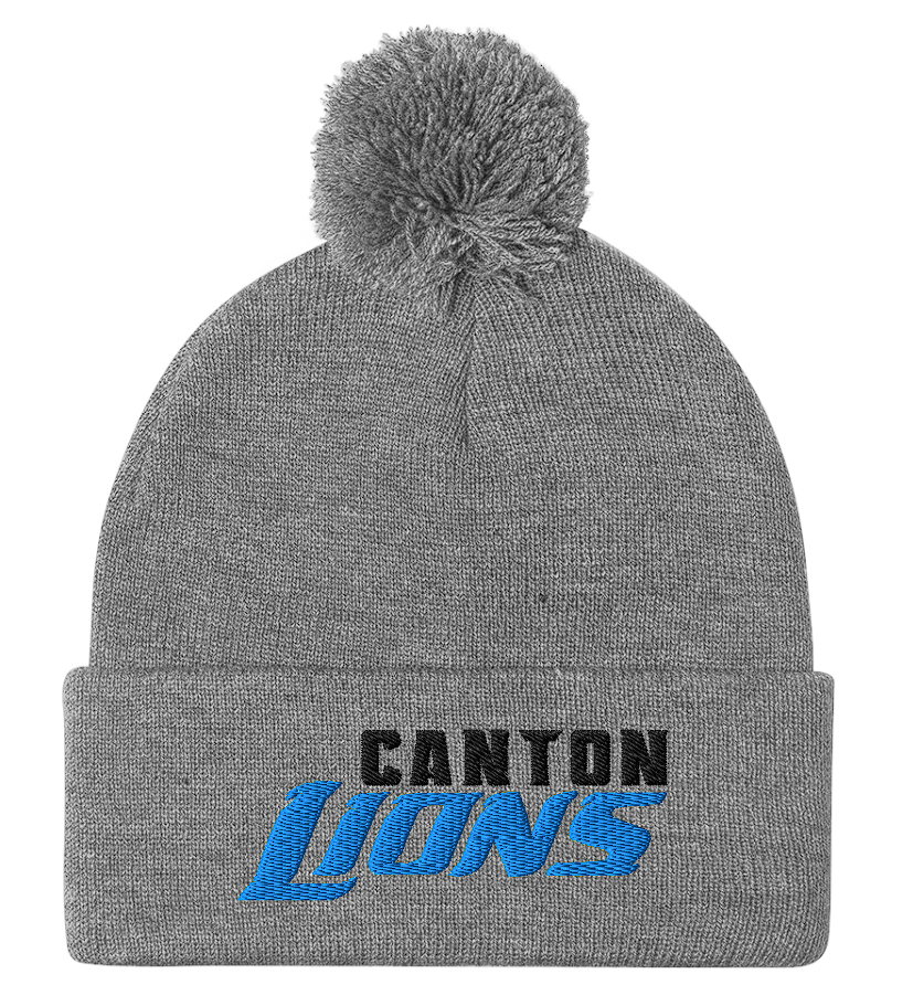 Canton Lions Football &amp; Cheer Pom-Pom Beanie