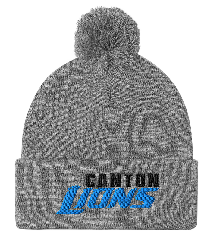 Canton Lions Football &amp; Cheer Pom-Pom Beanie
