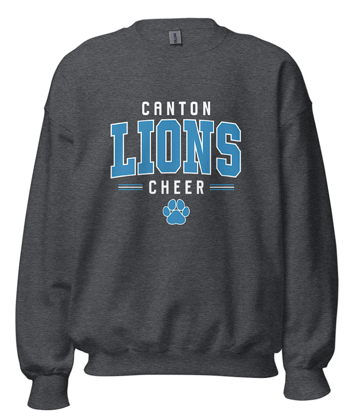Canton Lions Football &amp; Cheer Unisex Adult Standard Crewneck Sweatshirt - Cheer Design