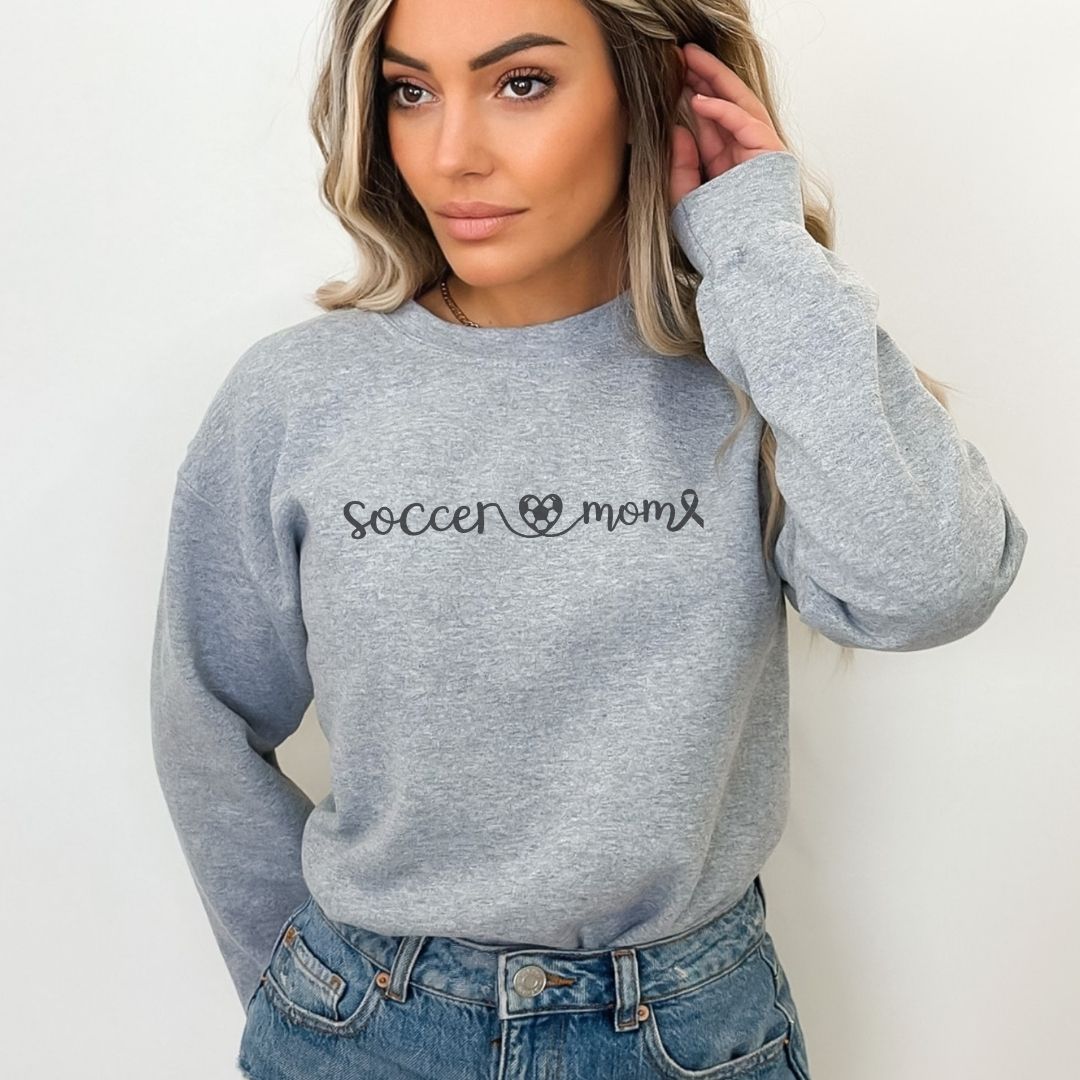 Cancer Collection Pick Your Sport Mom Ribbon &amp; Heart Adult Unisex Crewneck Sweatshirt