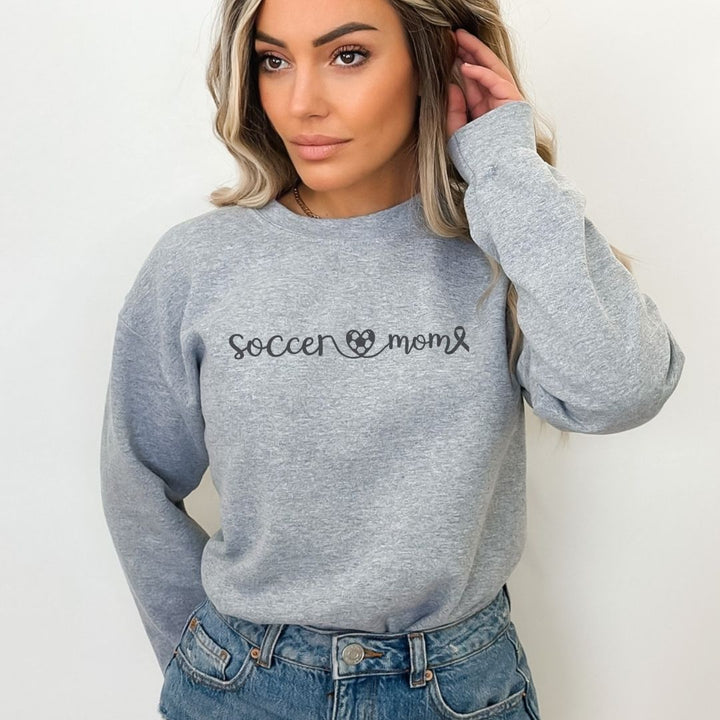 Cancer Collection Pick Your Sport Mom Ribbon &amp; Heart Adult Unisex Crewneck Sweatshirt