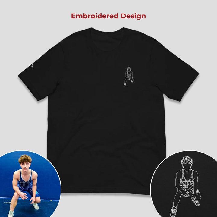Line Art Design - Unisex Adult Standard T-Shirt - Embroidered