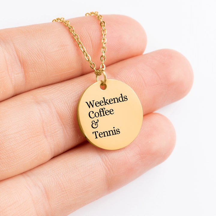 Weekends Coffee &amp; Tennis Coin Necklace