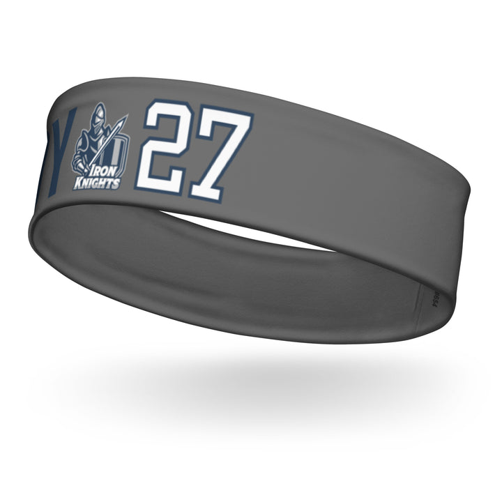 Iron Knights Moisture Wicking Headband Grey w/Name &amp; Number