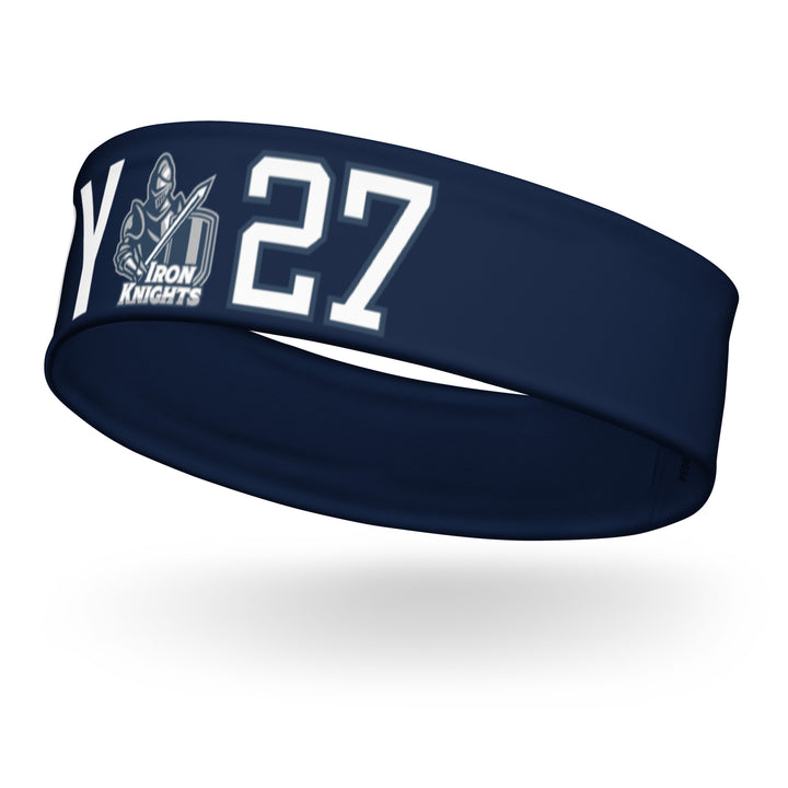 Iron Knights Moisture Wicking Headband Navy w/Name &amp; Number