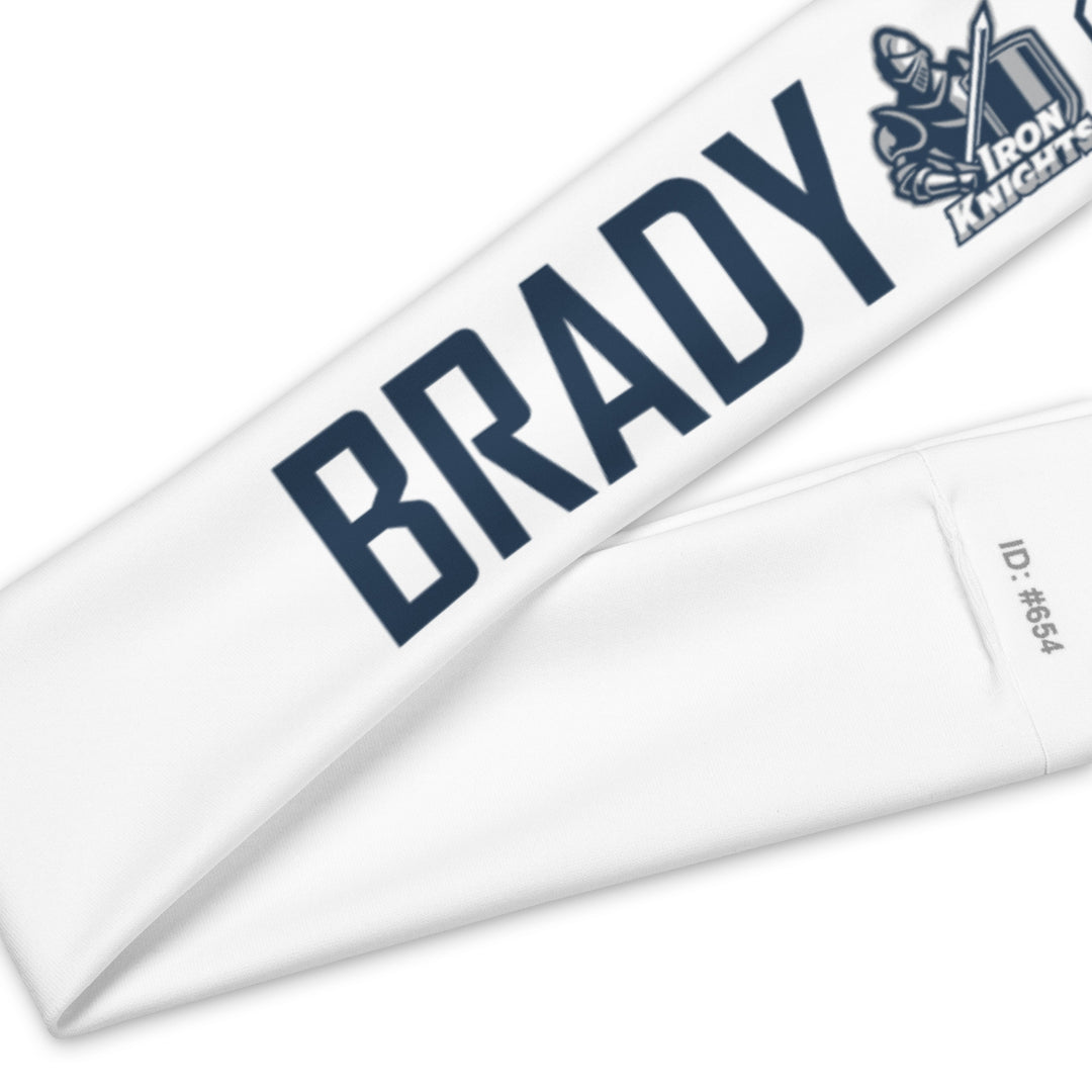 Iron Knights Moisture Wicking Headband White w/Name &amp; Number