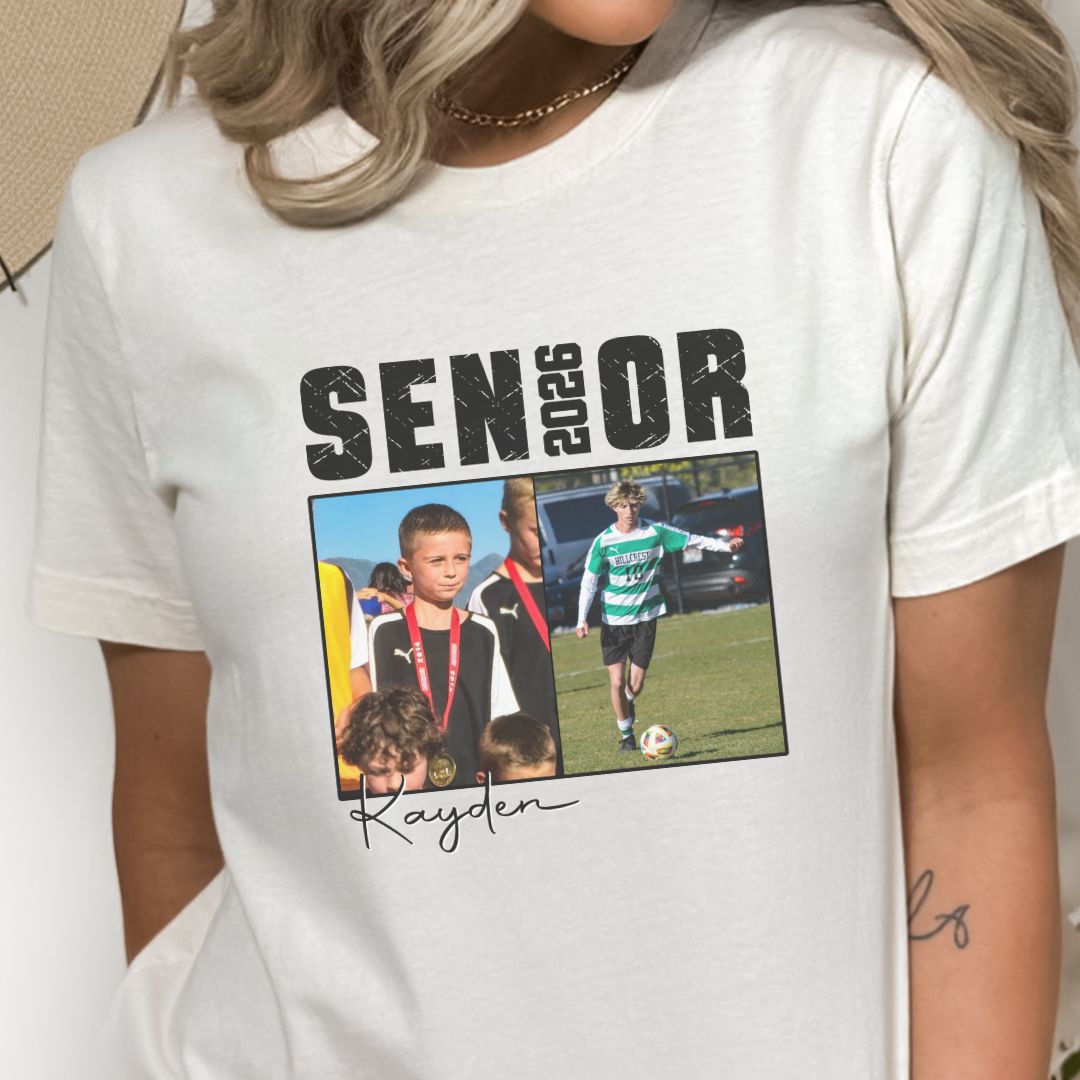 Senior Then vs Now Photo &amp; Name - Unisex Adult Apparel