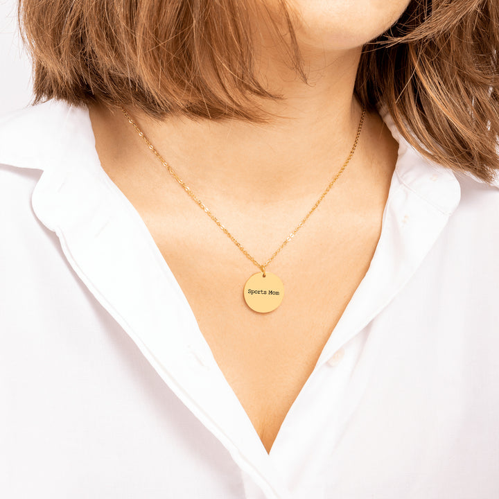 Sports Mom Typewriter Design Coin Necklace