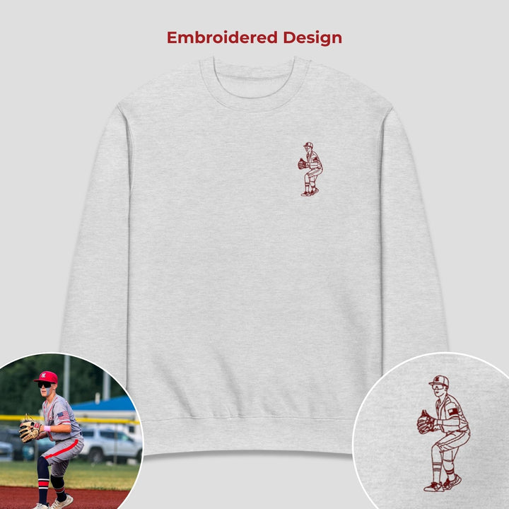 Line Art Design - Unisex Adult Premium Crewneck Sweatshirt - Embroidered