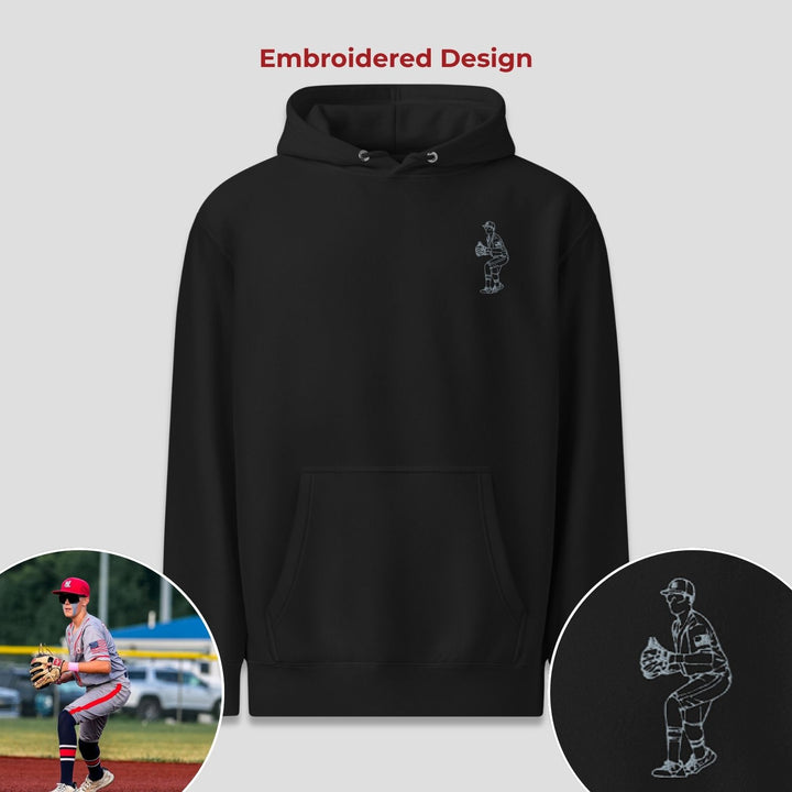 Line Art Design - Unisex Adult Premium Hoodie - Embroidered