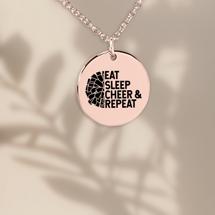 Eat Sleep Cheer &amp; Repeat Coin Necklace