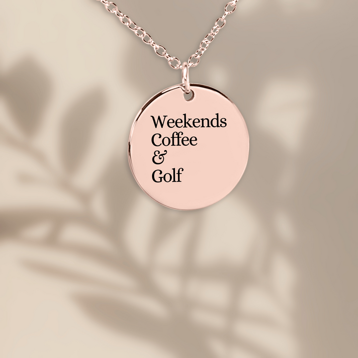Weekends Coffee &amp; Golf Coin Necklace