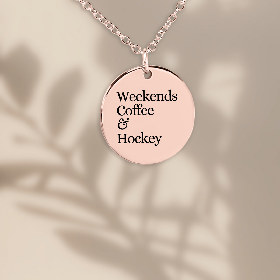 Weekends Coffee &amp; Hockey Coin Necklace