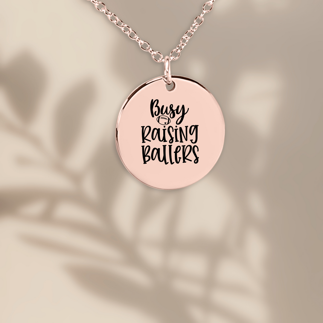 Busy Raising Ballers Football Coin Necklace