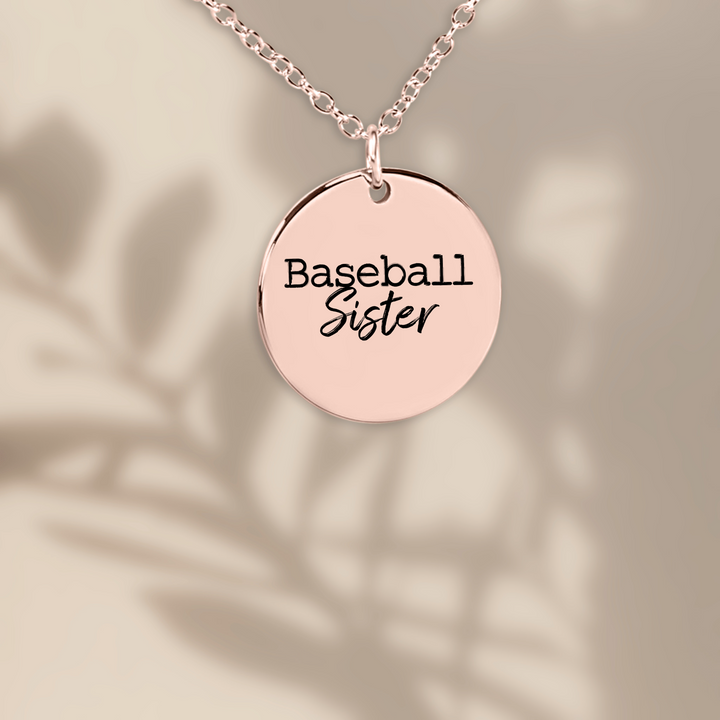 Baseball Sister Typewriter Design Coin Necklace