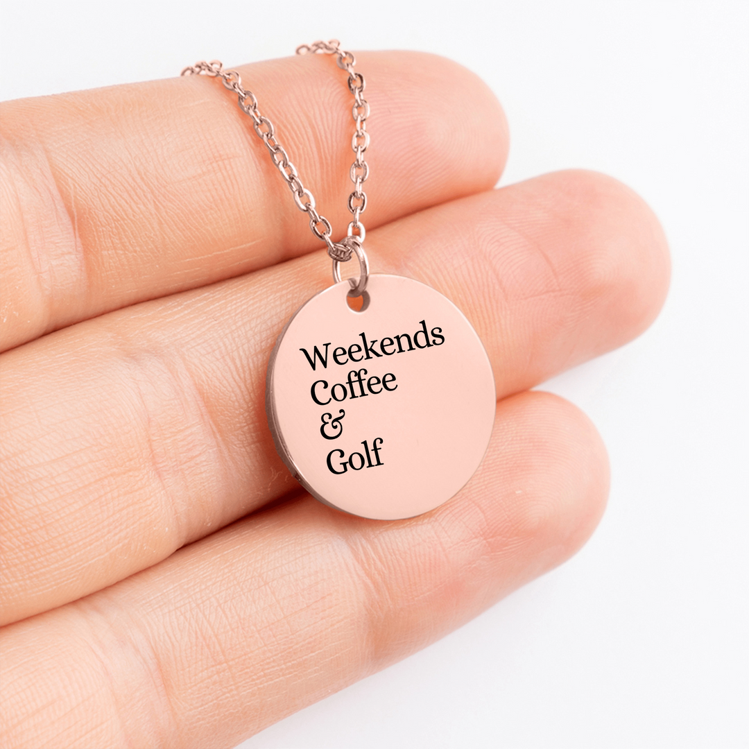 Weekends Coffee &amp; Golf Coin Necklace