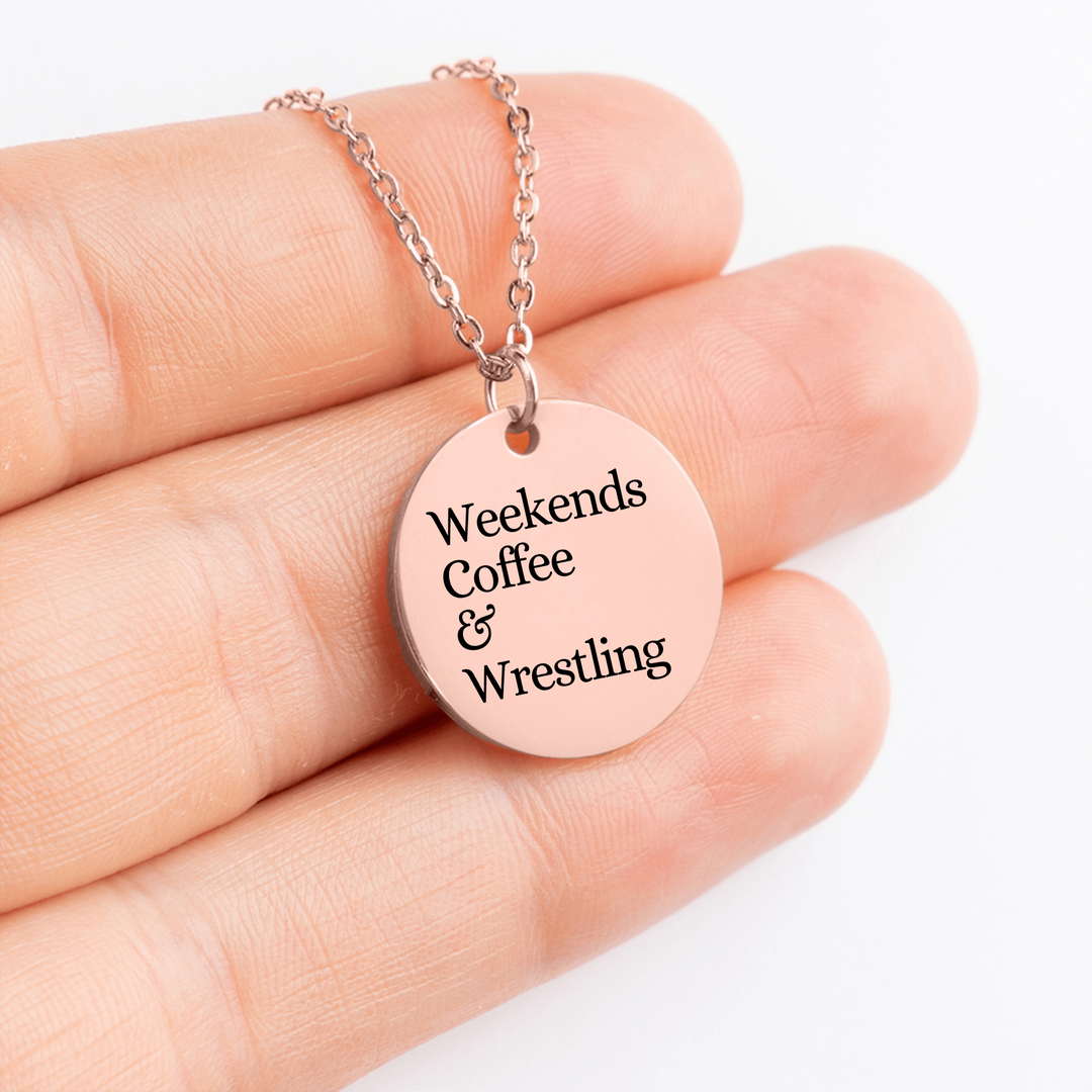 Weekends Coffee &amp; Wrestling Coin Necklace