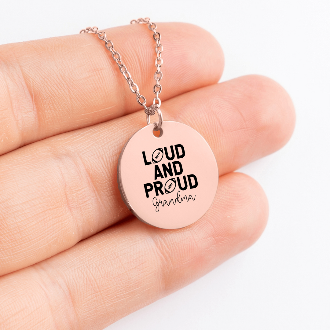 Loud and Proud Grandma Football Coin Necklace