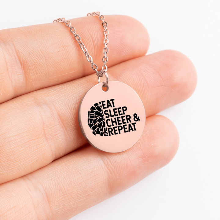 Eat Sleep Cheer &amp; Repeat Coin Necklace