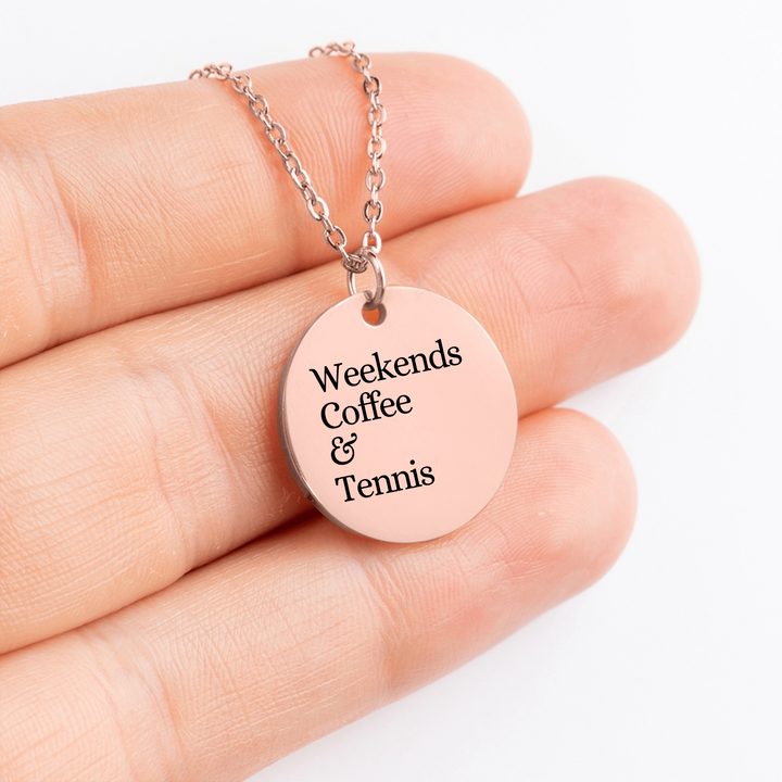 Weekends Coffee &amp; Tennis Coin Necklace