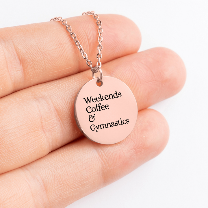 Weekends Coffee &amp; Gymnastics Coin Necklace