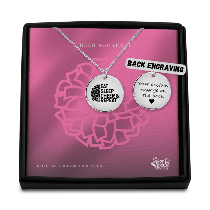 Eat Sleep Cheer &amp; Repeat Coin Necklace