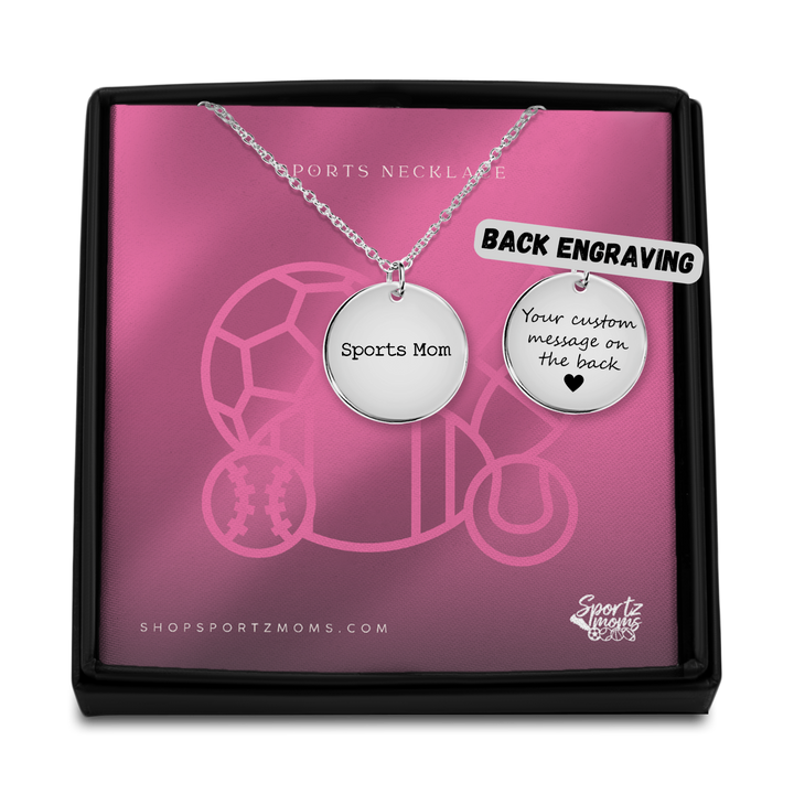 Sports Mom Typewriter Design Coin Necklace