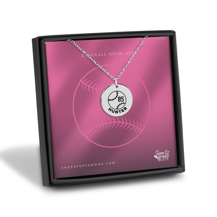 Baseball Custom Name &amp; Number Coin Necklace