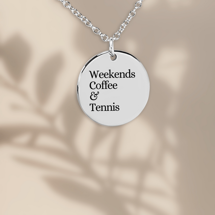 Weekends Coffee &amp; Tennis Coin Necklace