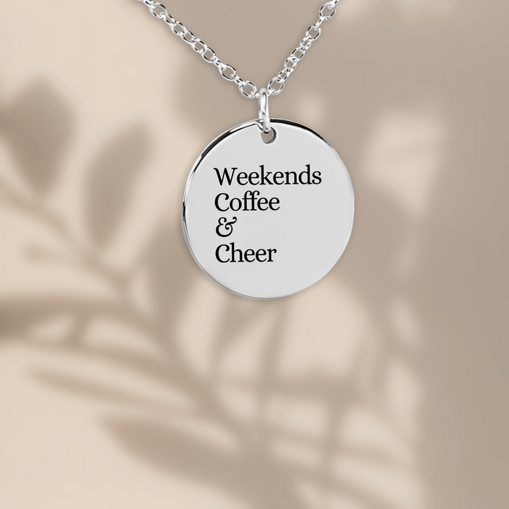 Weekends Coffee &amp; Cheer Coin Necklace