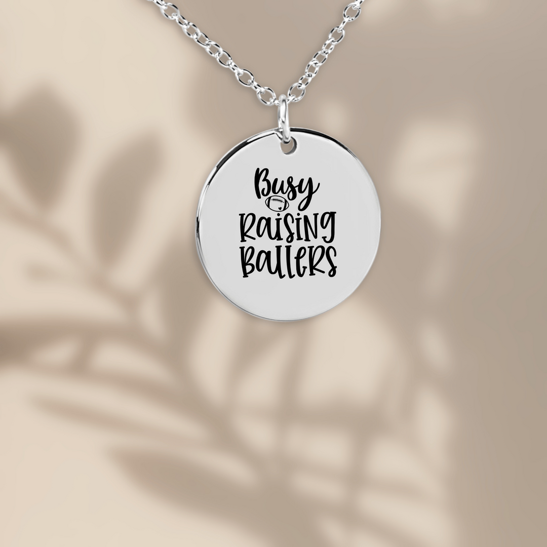 Busy Raising Ballers Football Coin Necklace