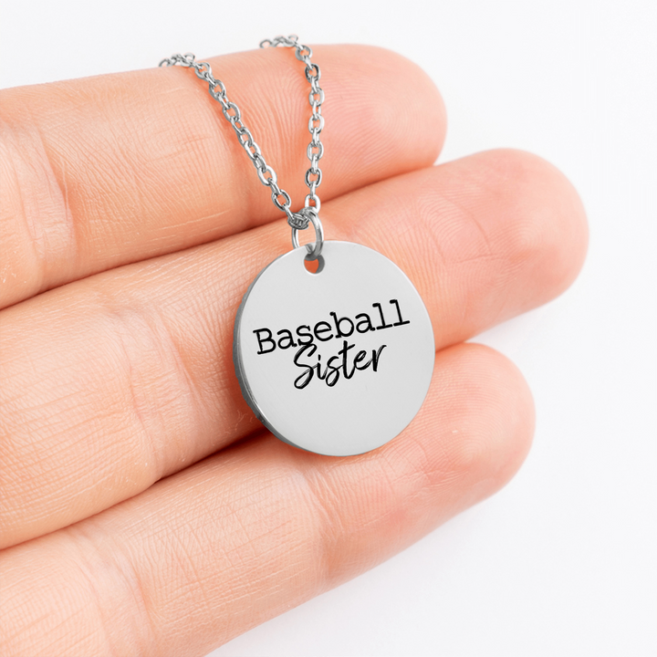 Baseball Sister Typewriter Design Coin Necklace