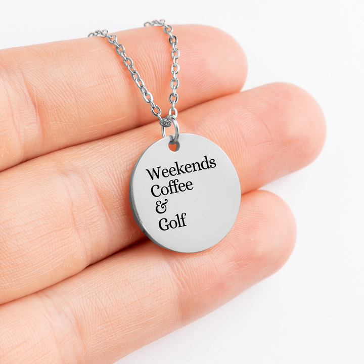 Weekends Coffee &amp; Golf Coin Necklace