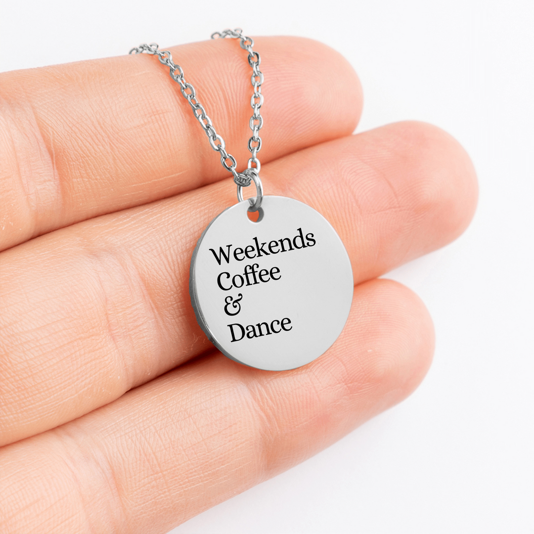 Weekends Coffee &amp; Dance Coin Necklace