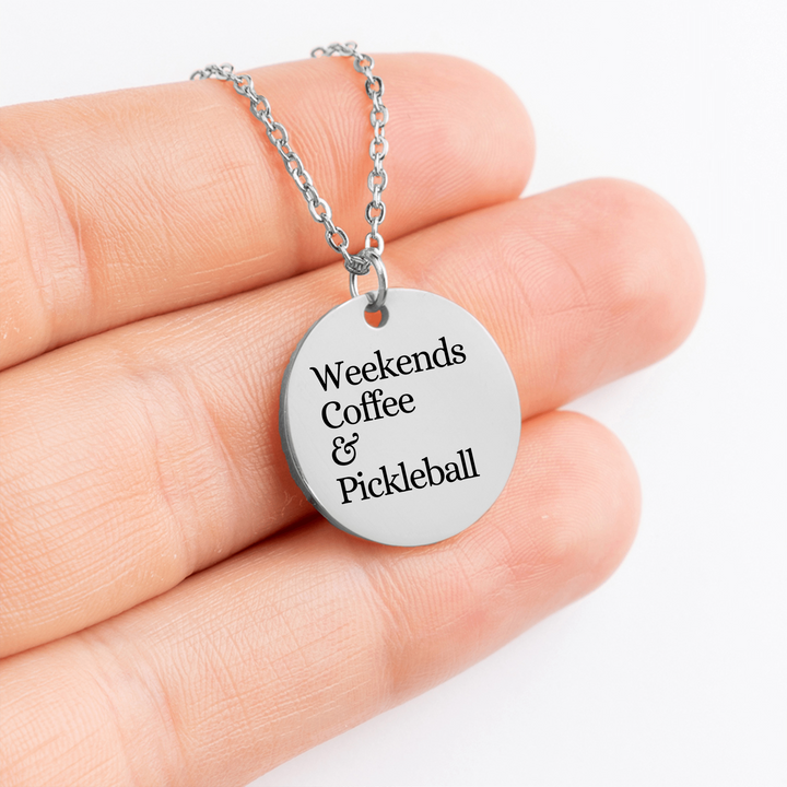 Weekends Coffee &amp; Pickleball Coin Necklace